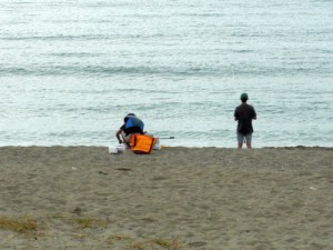 弓ヶ浜でキス釣り