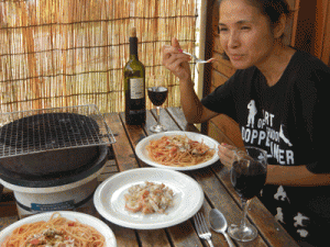 伊豆弓ヶ浜の伊勢えび料理　伊勢えびのパスタ